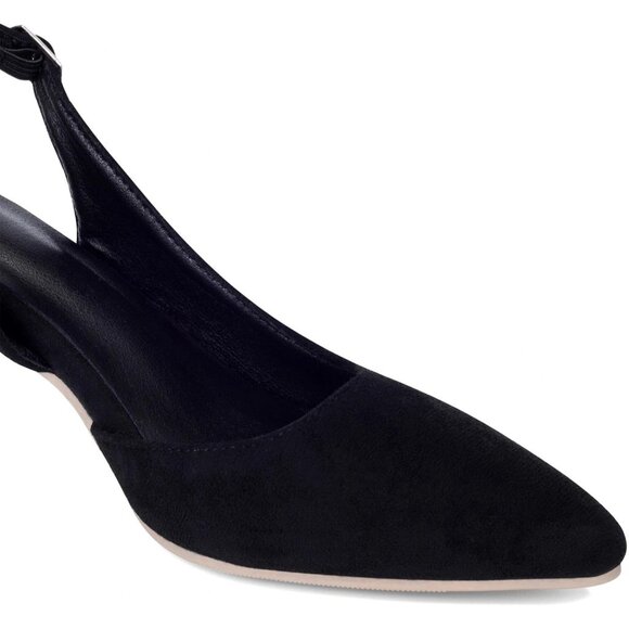 Dressy Casual Slingback Black Kitten Heels Pumps Closed Toe Low Shoes for Women - Picture 6 of 7